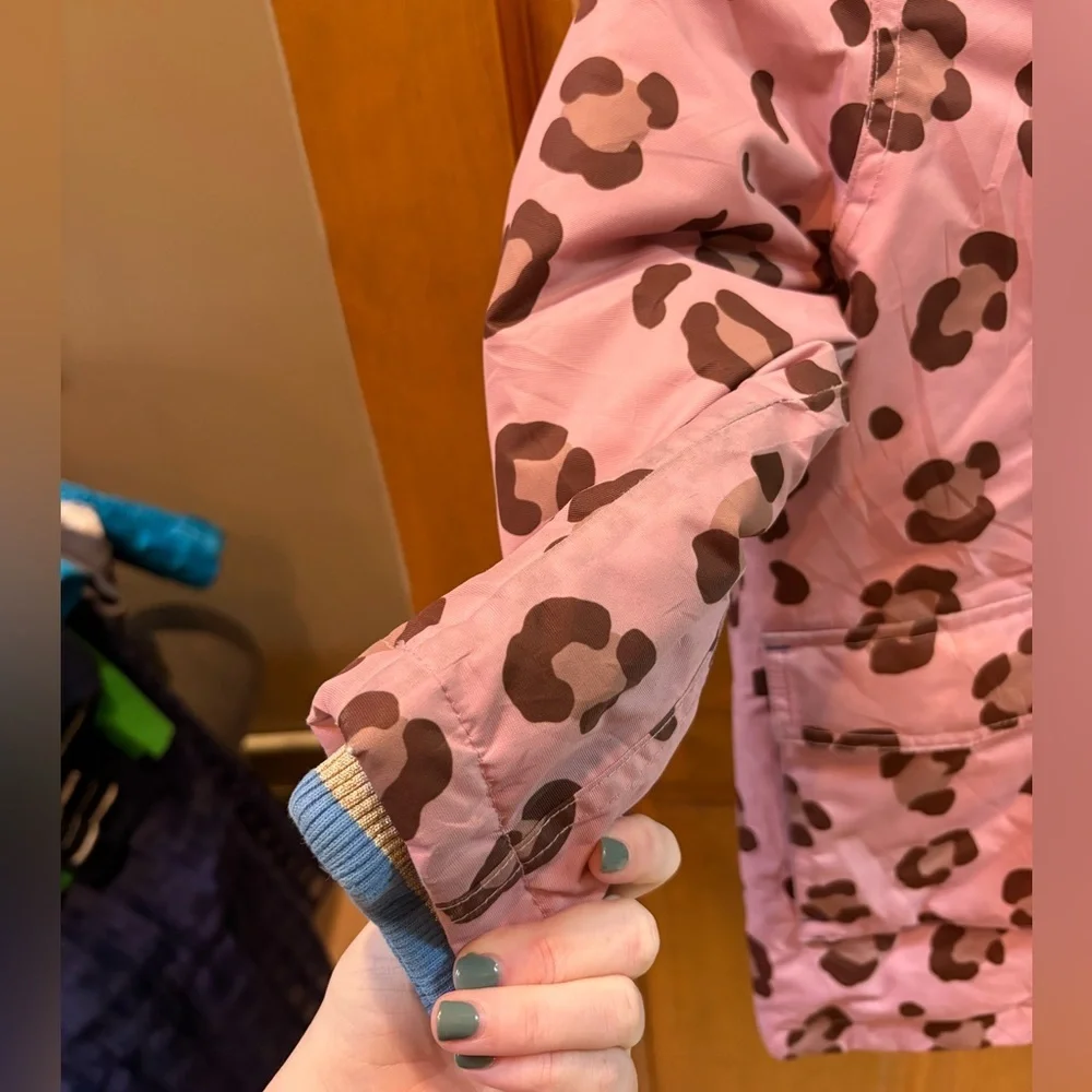 Mini Boden Pink Animal Print Waterproof Parka Size 5-6y